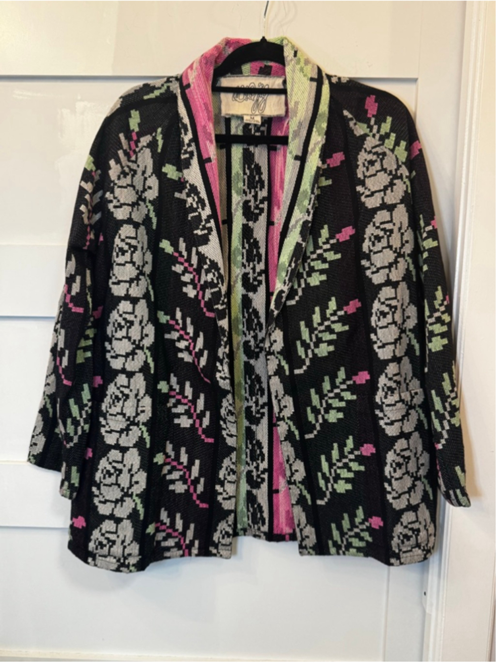 Ace & Jig Floral Stripe Open Front Jacket Organic Cotton Size M